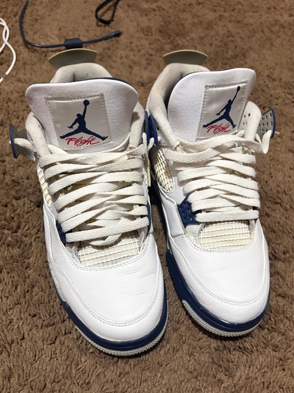Jordan Kids' White and Navy Retro Basketball Sneakers